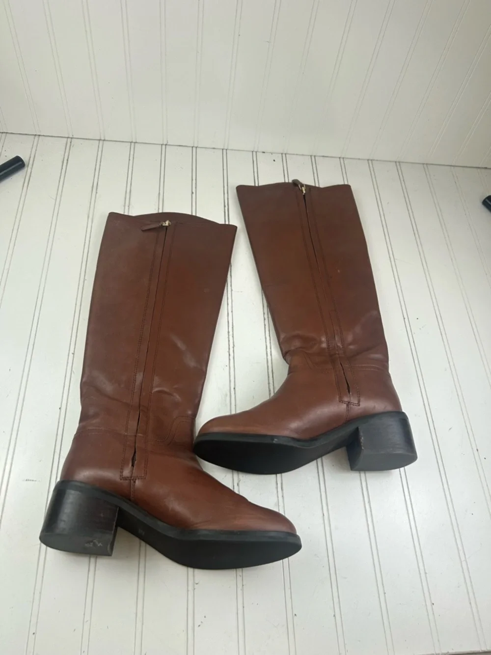 Tory Burch Fulton Sepia Brown Leather Knee High Boots Women’s Size 7.5M $550